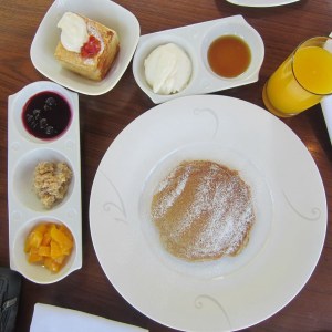 Soba (Buckwheat) Pancake with Miso Butter and Yuzu Whipped Cream