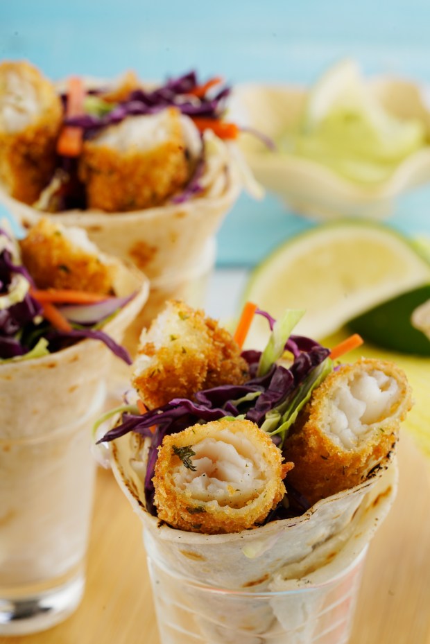 MAYA - FISH FINGER IN SOFT TACO WITH AVOCADO AIOLI DRESSING.JPG